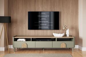 TV skrinka Amilio 200 cm na nožičkách - eukalyptus / dub baltic dune / dub prírodný
