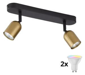 LED RGBW Stmievateľné bodové svietidlo TOP 2xGU10/6,5W/230V 2700-6500K zlatá/čierna