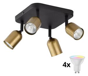 LED RGBW Stmievateľné bodové svietidlo TOP 4xGU10/6,5W/230V 2700-6500K zlatá/čierna