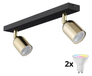 LED RGBW Stmievateľné bodové svietidlo TOP 2xGU10/6,5W/230V 2700-6500K čierna/zlatá