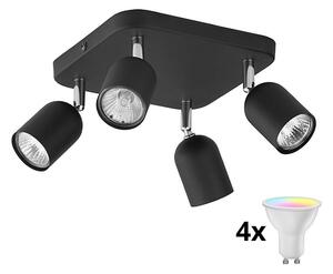 LED RGBW Stmievateľné bodové svietidlo TOP 4xGU10/6,5W/230V 2700-6500K čierne
