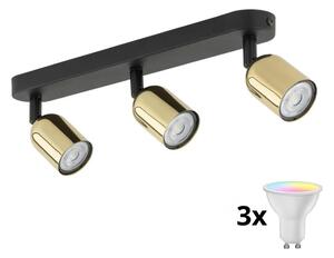 LED RGBW Stmievateľné bodové svietidlo TOP 3xGU10/6,5W/230V 2700-6500K čierna/zlatá