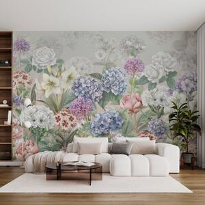 Tapety Čarovná letná záhrada s kvetmi v pastelových farbách, Fototapety s kvetmi, w08140v3 : Uwalls.sk