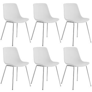 Plastové stoličky Mave, ergonomické, 120 kg - biela/chromová, Sada 6 kusov