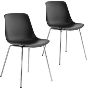 Plastové stoličky Mave, ergonomické, 120 kg - čierna/chromová, Sada 2 ks