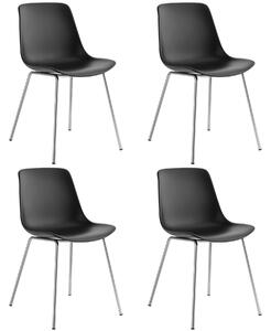 Plastové stoličky Mave, ergonomické, 120 kg - čierna/chromová, Sada 4 ks