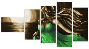 Obraz ženy v zelenom (Obraz 110x60cm)