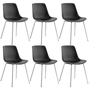 Plastové stoličky Mave, ergonomické, 120 kg - čierna/chromová, Sada 6 kusov