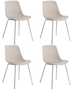 Plastové stoličky Mave, ergonomické, 120 kg - taupe/chromová, Sada 4 ks