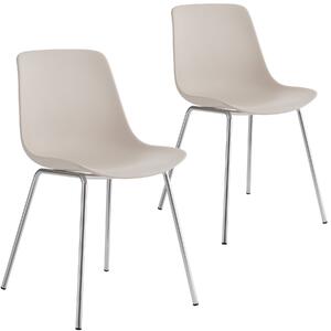 Plastové stoličky Mave, ergonomické, 120 kg - taupe/chromová, Sada 2 ks