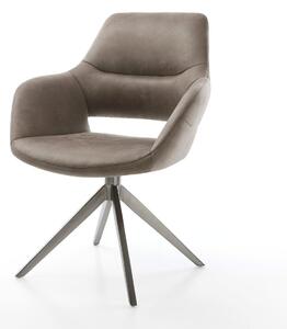 DELIFE Otočná jedálenská stolička Yago-Flex s opierkami mikrovlákno taupe vintage krížová podstava široká grafitová 360° otočná hojdacia funkcia vrecková pružina