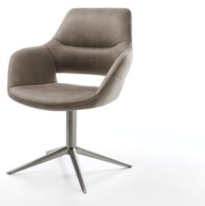 DELIFE Jedálenská stolička Yago-Flex s opierkami mikrovlákno taupe vintage podstava grafit 360° otočná hojdacia funkcia vrecková pružina
