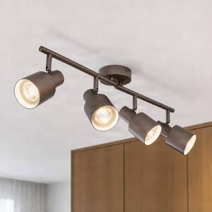 Lindby Stropné bodové svetlo Ovelia, hnedý, 80 cm, 4-pl., E27, Hnedá / hrdzavá, Obývacia izba / jedáleň, kov, Moderný, Stropné svetlo
