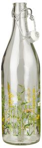Sklenená fľaša s klipom Summer Field 1,1 l