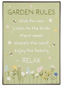 Plechová tabuľa Garden Rules