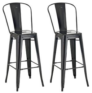 Kovová barová stolička v industriálnom štýle Aiden (SET 2 ks) - Čierna