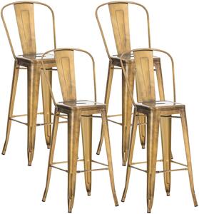 Kovová barová stolička v industriálnom štýle Aiden (SET 4 ks) - Zlatá