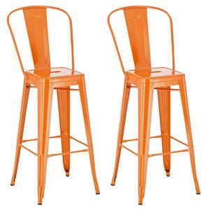 Kovová barová stolička v industriálnom štýle Aiden (SET 2 ks) - Oranžová