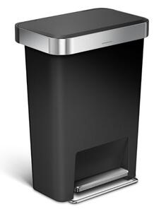 Obdĺžnikový pedálový kôš 45 l čierny plast/nerez, čierna
