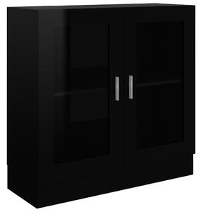 Vitrína, lesklá čierna 82,5x30,5x80 cm, drevotrieska