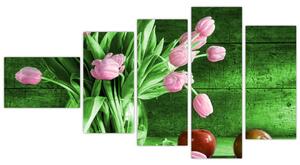 Tulipány vo váze, obraz na stenu (Obraz 110x60cm)