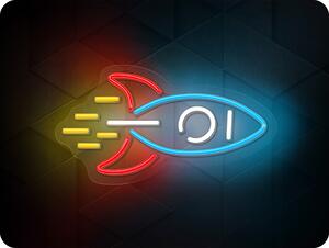 TelForceOne Neolia Neon LED dekorácia RAKETA so stmievaním, viacfarebná, USB [RTV100474]
