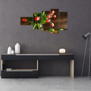Obraz tulipánov vo váze (Obraz 110x60cm)