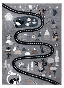 Dywany Łuszczów Detský kusový koberec Fun Route Street animals grey - 80x150 cm