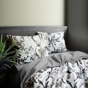 Ervi bavlnené obliečky DUO - kvitnúce eukalyptus šedý/šedý