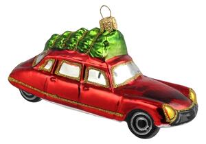 Vianočná dekorácia limuzína červená