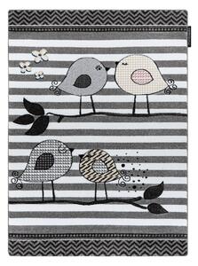 Dywany Łuszczów Detský kusový koberec Petit C549 Birds grey - 140x190 cm