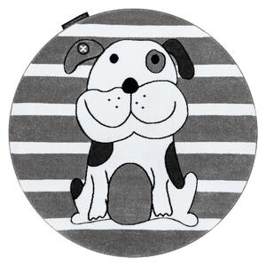 Dywany Łuszczów Detský kusový koberec Petit Puppy grey kruh - 120x120 (priemer) kruh cm