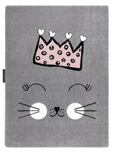 Dywany Łuszczów Detský kusový koberec Petit Cat crown grey - 120x170 cm