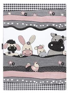 Dywany Łuszczów Detský kusový koberec Petit Farm animals pink - 180x270 cm