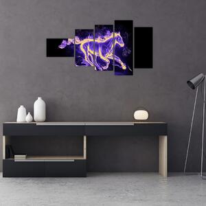 Abstraktný obraz horiaceho kone (Obraz 110x60cm)