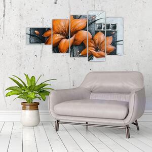 Obraz oranžovej kvety (Obraz 110x60cm)