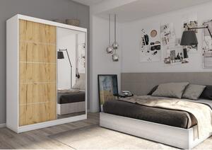 Kvalitná Šatníková Skriňa Makira 160 cm Biela - dub artisan