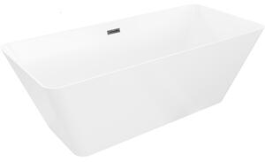 Mexen Velo Slim, voľne stojaca vaňa 170 × 75 cm, biela lesklá, čierny prepad, 52811707500-70