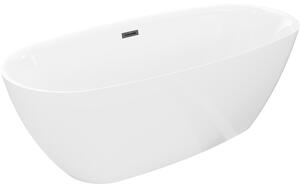 Mexen Luvo Slim, voľne stojaca vaňa 170 × 75 cm, biela lesklá, čierny prepad, 52801707500-70