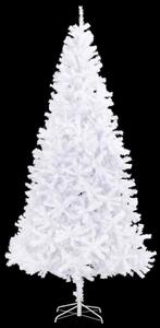 Osvetlený umelý vianočný stromček s guľami, LED 300 cm, biely