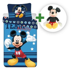 Súprava obliečok Mickey "Team" + plyšová hračka Mickey