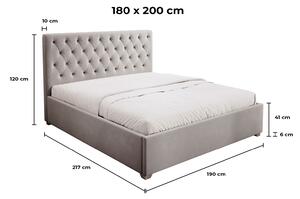- Luxusná čalúnená posteľ MADRYT FARBA: tmavosivá, ROZMER: 180 x 200 cm