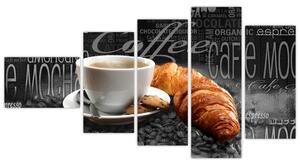Káva s croissantom - obraz (Obraz 110x60cm)