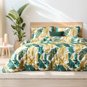 Goldea bavlnené posteľné obliečky - palmové listy na bielom 240 x 200 a 2ks 70 x 90 cm