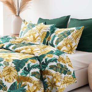 Goldea bavlnené posteľné obliečky - palmové listy na bielom 240 x 200 a 2ks 70 x 90 cm
