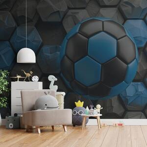 Tapety Veľká futbalová lopta a čierne a modré plásty, Fototapety Izba pre tínedžerov, Fototapety futbal, w08617 : Uwalls.sk