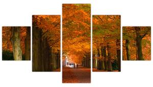 Obraz cesty lesom na jeseň (Obraz 125x70cm)