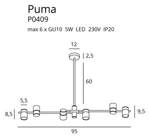 Maxlight PUMA 6 | Závesné minimalistické svietidlo