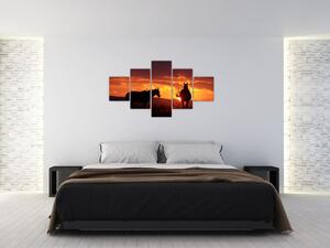 Obraz - kone pri západe slnka (Obraz 125x70cm)