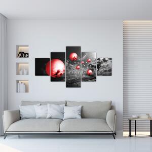 Abstraktný obraz - červené gule (Obraz 125x70cm)